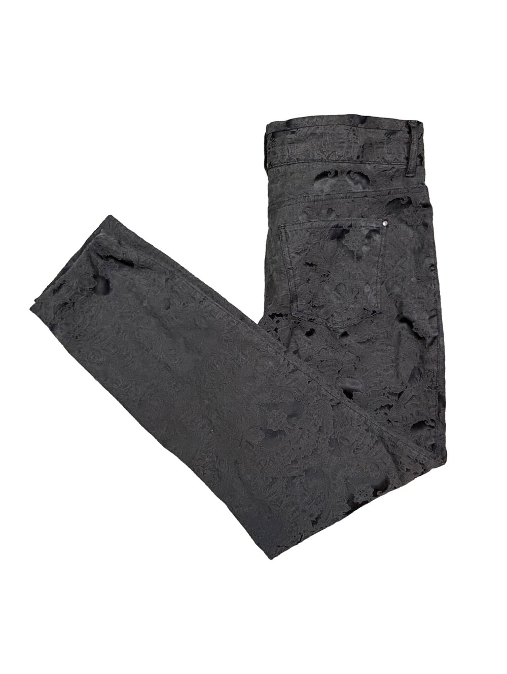 Sundance Womens 10 Black Floral Jacquard Embroidered Stretch Slim Pants Ankle